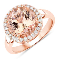 Diana M Jewels Women's Round Natural Morganite Fashion Ring (3.61 Ct) - Signature Plus in 14k rose gold - women's jewelry - detail view