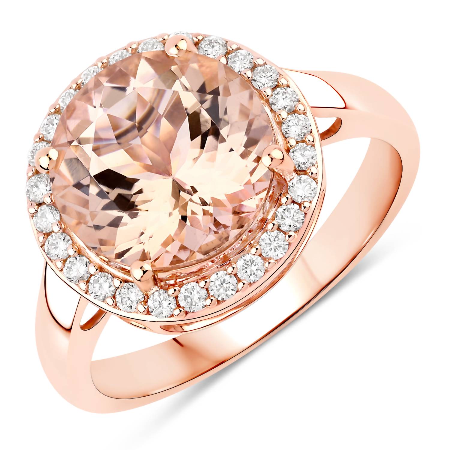 Diana M Jewels Women's Round Natural Morganite Fashion Ring (3.61 Ct) - Signature Plus in 14k rose gold - women's jewelry - detail view