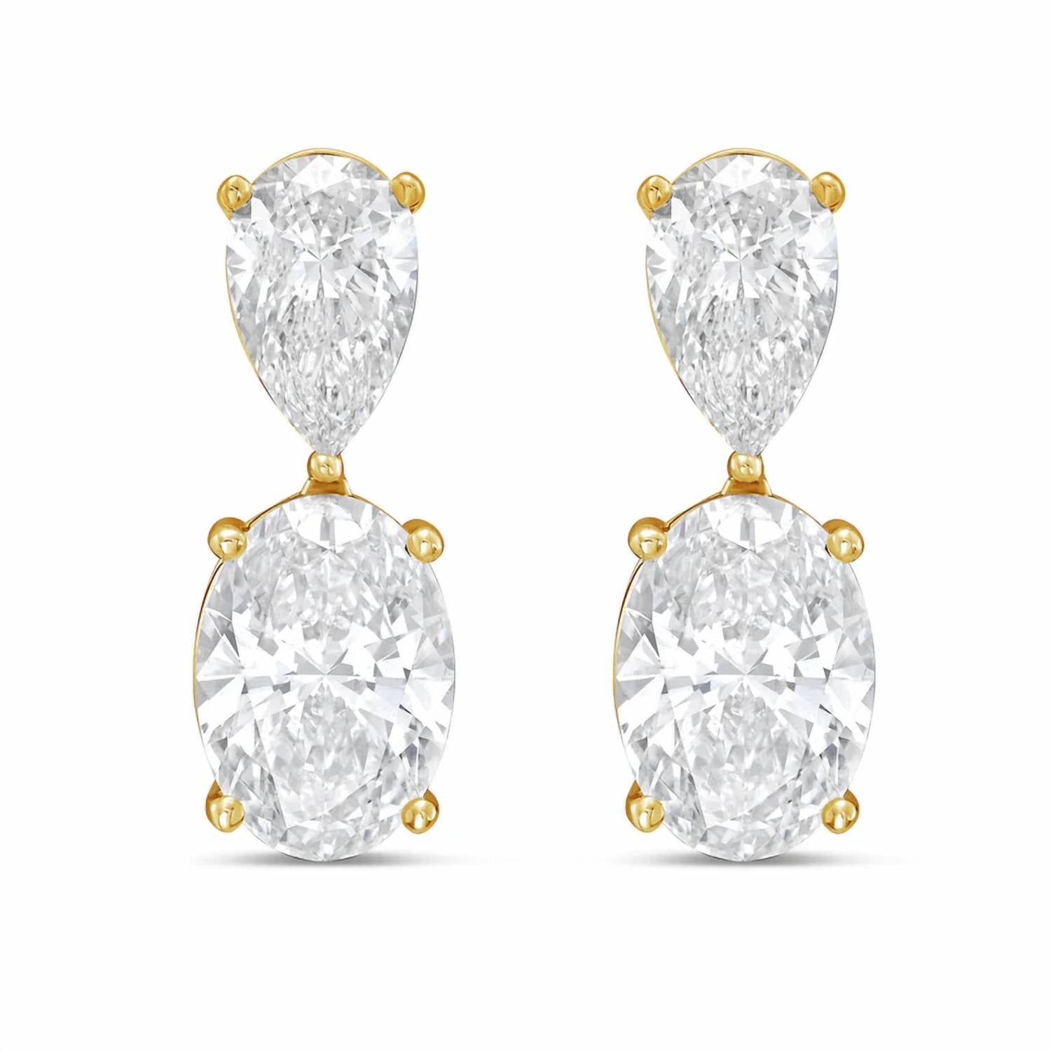 Diana M Jewels - Women's Pear Lab-Grown Diamond Stud Earrings (15.00 Ct TCW) - Grand