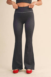 Kimberly C - Polka Dot Flare Pants with Lace Trim