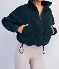 Rae Mode - Sherpa Mock Neck Quarter Zip Jacket
