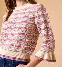 Cleobella Women's Deedee Sweater in ivory multi - women's sweater - detail view
