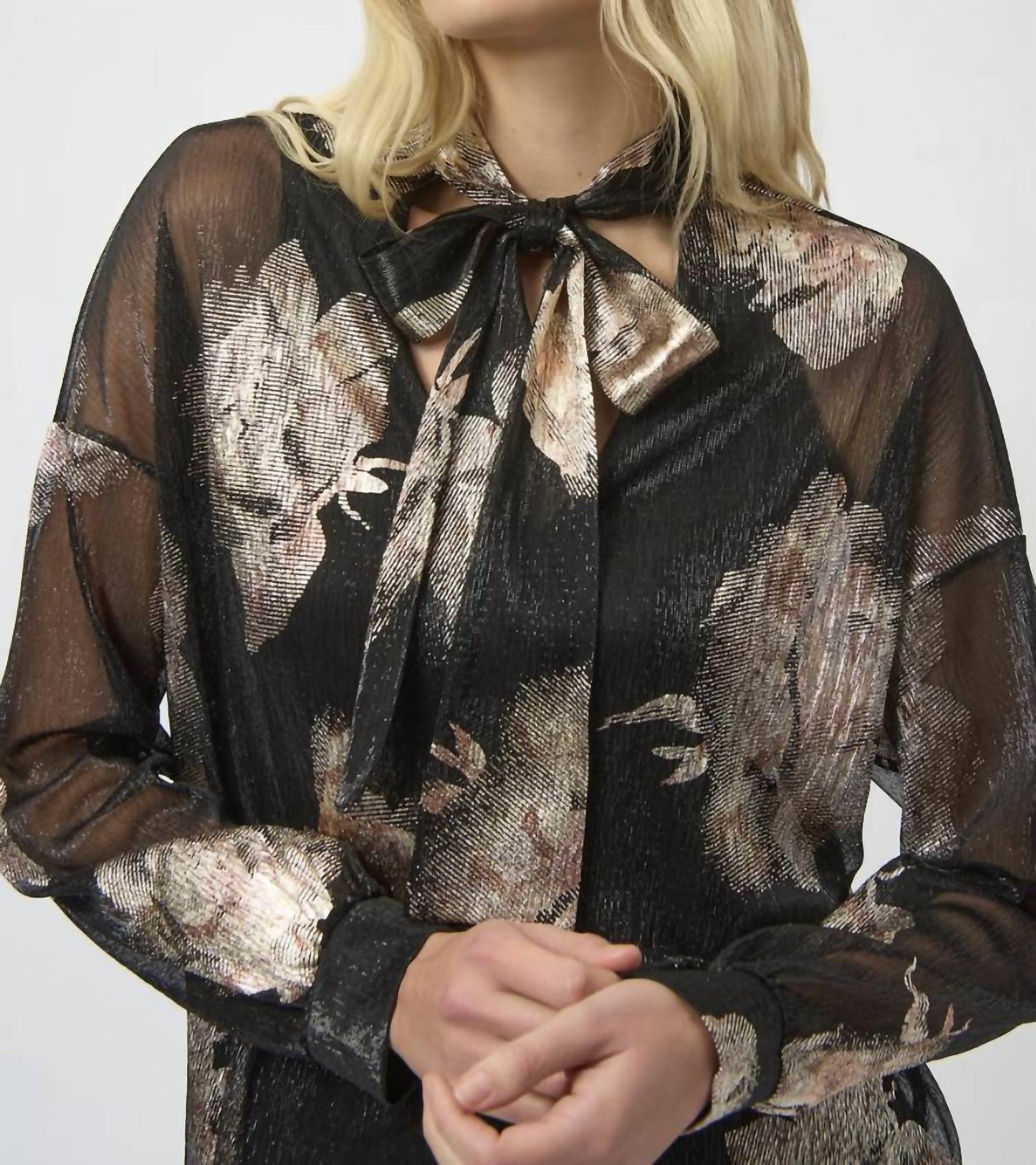 Joseph Ribkoff - Floral Sheer Tie Top