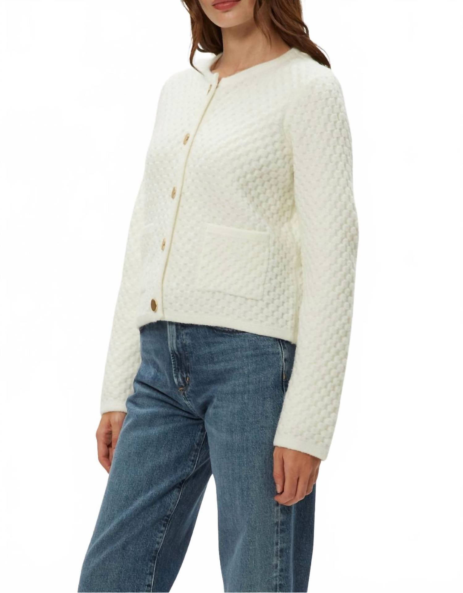 Michael Stars Cera Honeycomb Cardigan in ivory 1 - women's cardigan - alternate view