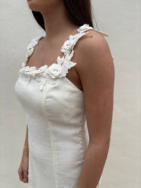English Factory - Floral Detail White Linen Maxi Dress