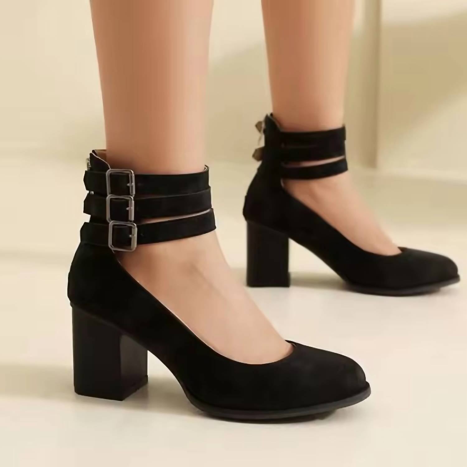 Lazy Shoes - Women's Triple Strap Mary Jane Pumps