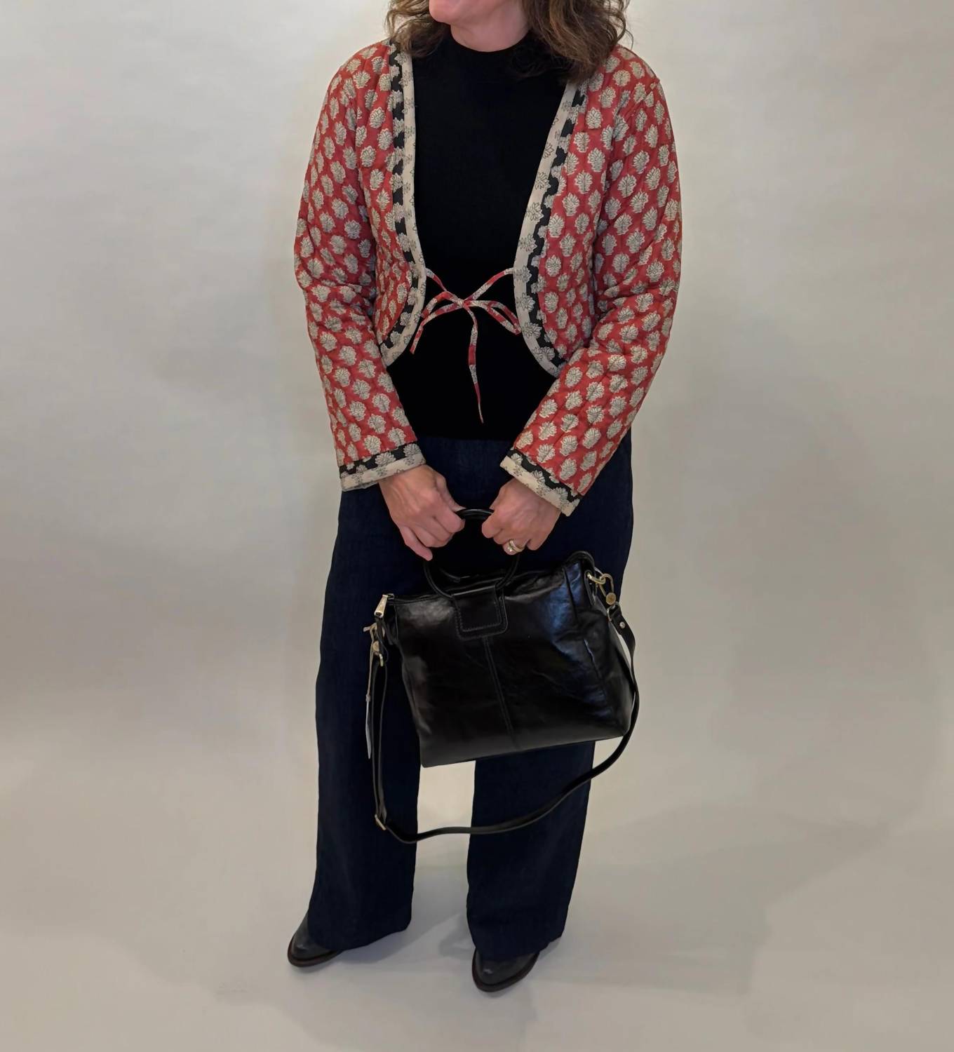 Mahila - Quilted Cropped Tie-front Jacket