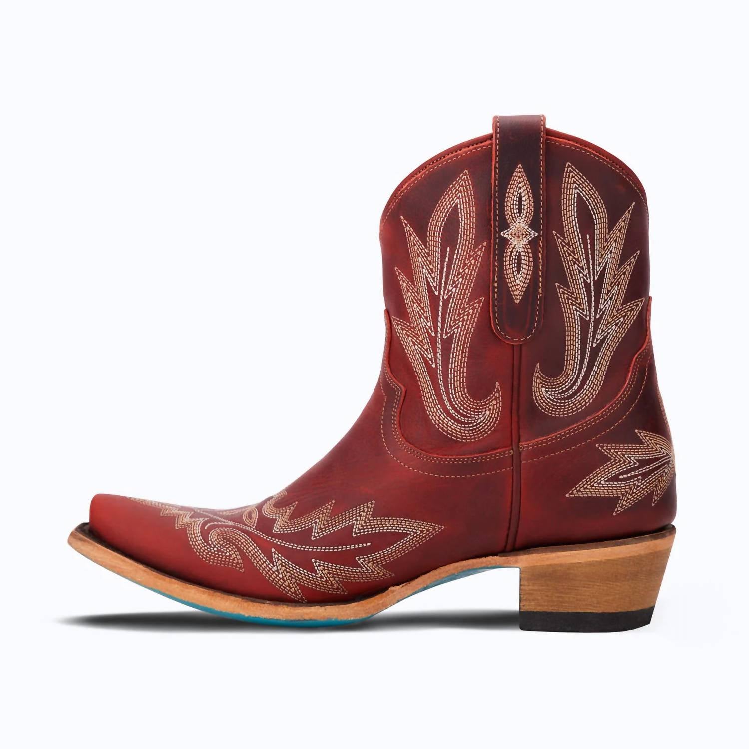 Lane Boots Women's Lexington Western Bootie in smoldering ruby - women's shoe - detail view