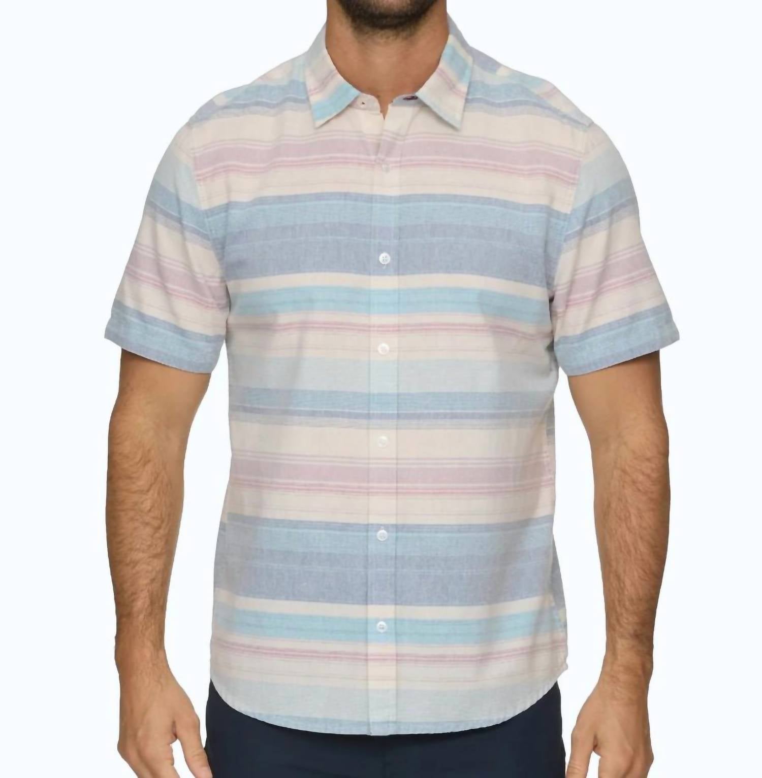 Flags & Anthem Mason Short Sleeve Striped Shirt in blue - men's t-shirt