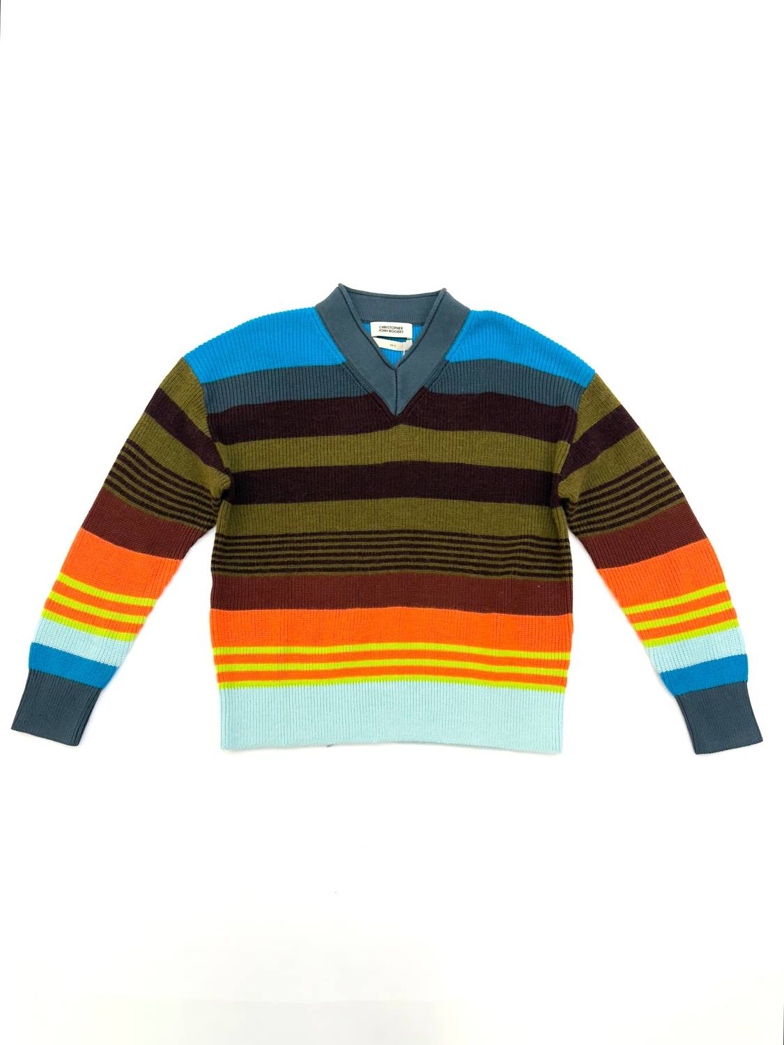 Christopher John Rogers - Striped V-neck Sweater