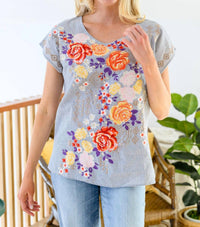 Andree By Unit - Canopy Of Crushes Striped Floral Top