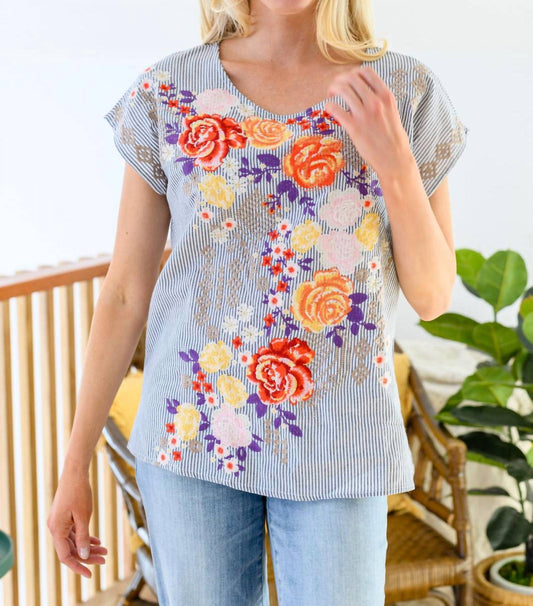 Andree By Unit - Canopy Of Crushes Striped Floral Top