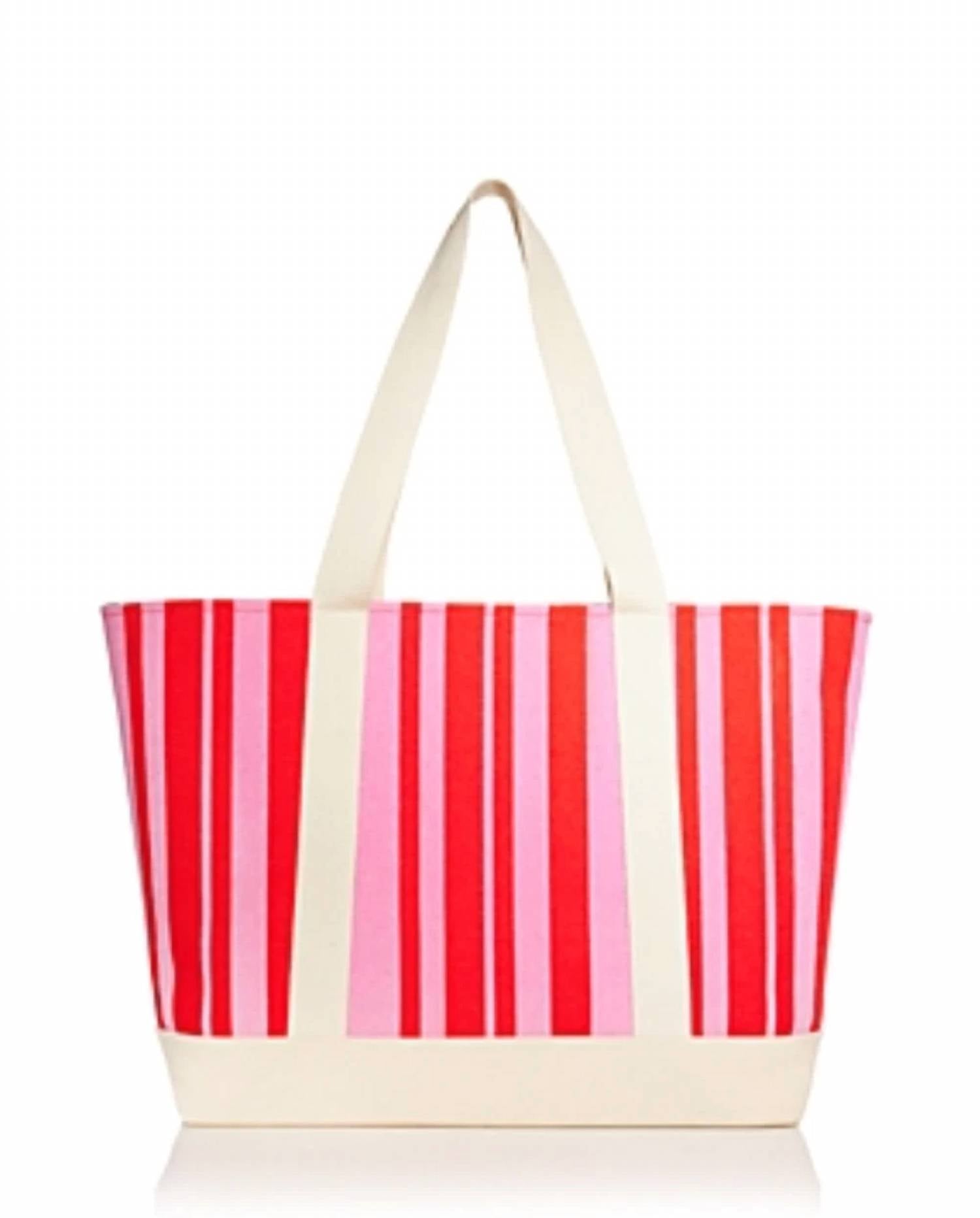 AQUA Women's Striped Tote Bag in red and pink - women's bag