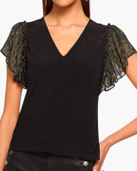 Ramy Brook - Lysette V- Neck Flutter Sleeve Top