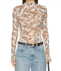 Free People Lyric Long Sleeve Top in ivory combo - women's long sleeve top