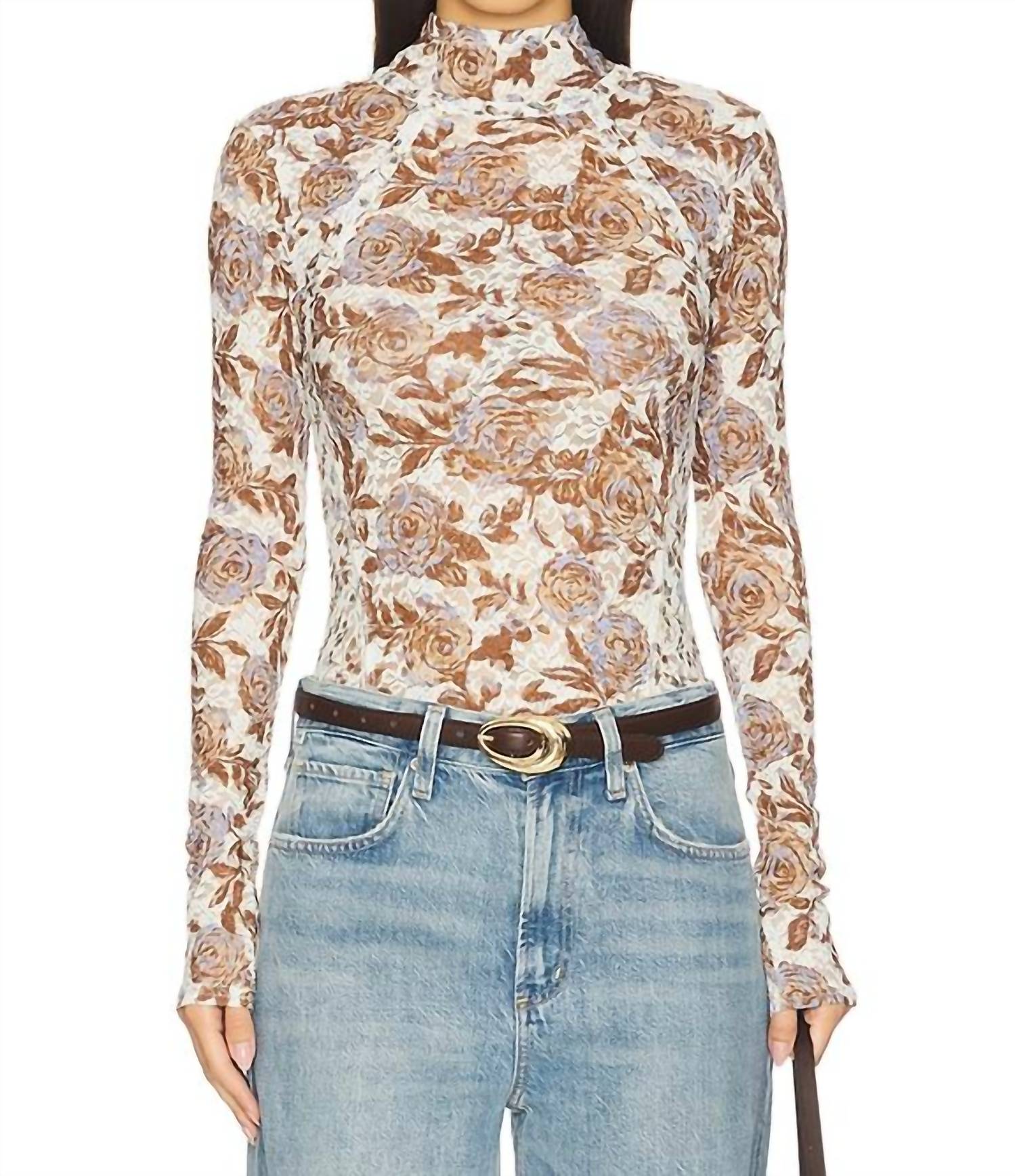 Free People Lyric Long Sleeve Top in ivory combo - women's long sleeve top