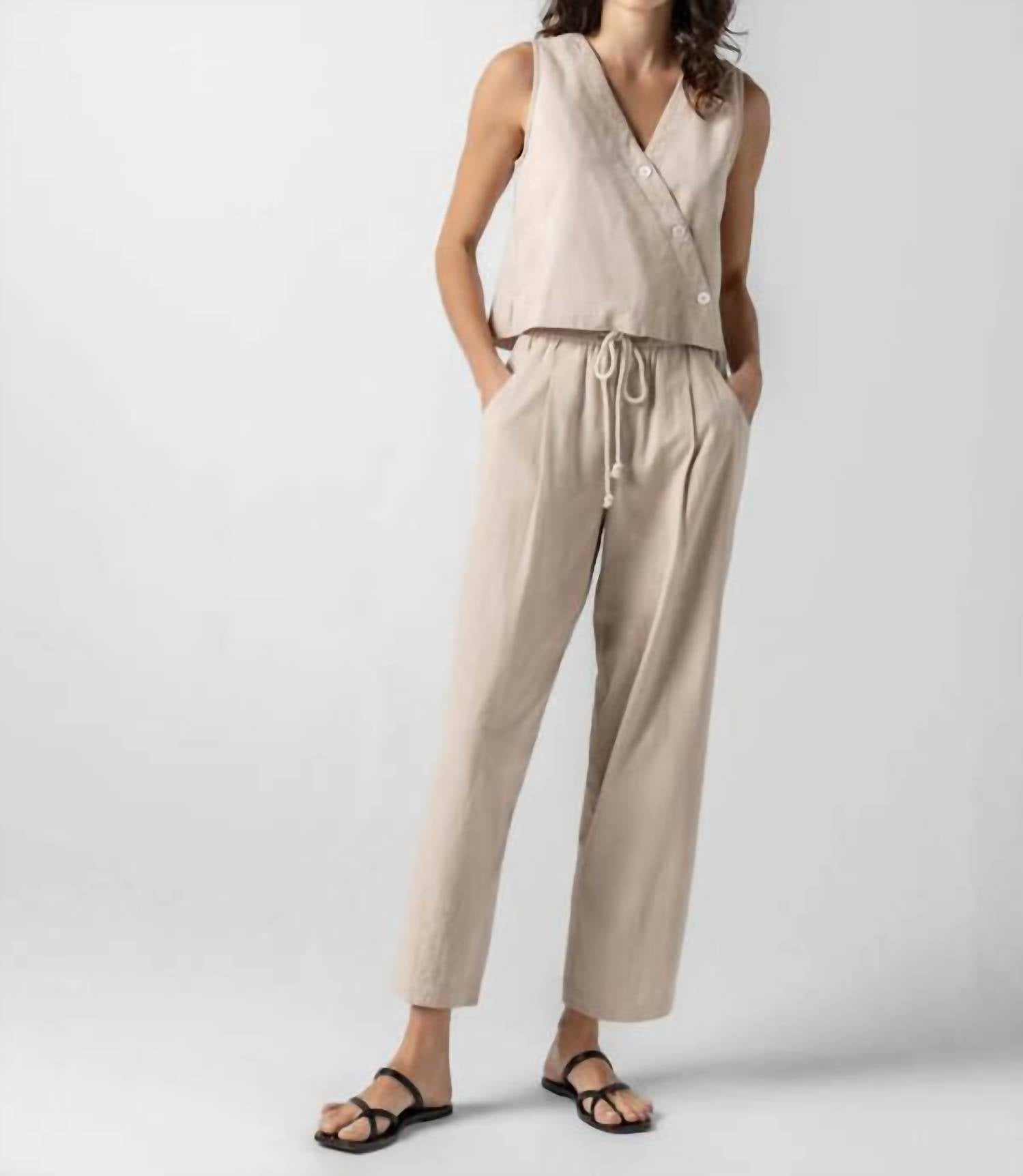 Lilla P - Textured Cotton Drawstring Pant