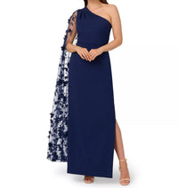 Aidan Mattox - One Shoulder Floral Cape Sleeve Dress