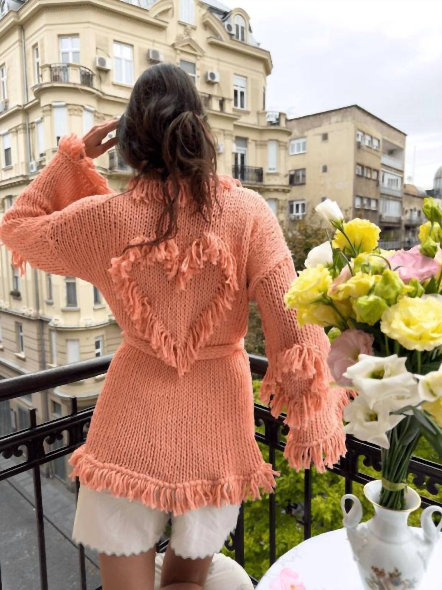 Maridruna - Tenderness Cotton Blend Hand Knit Cardigan