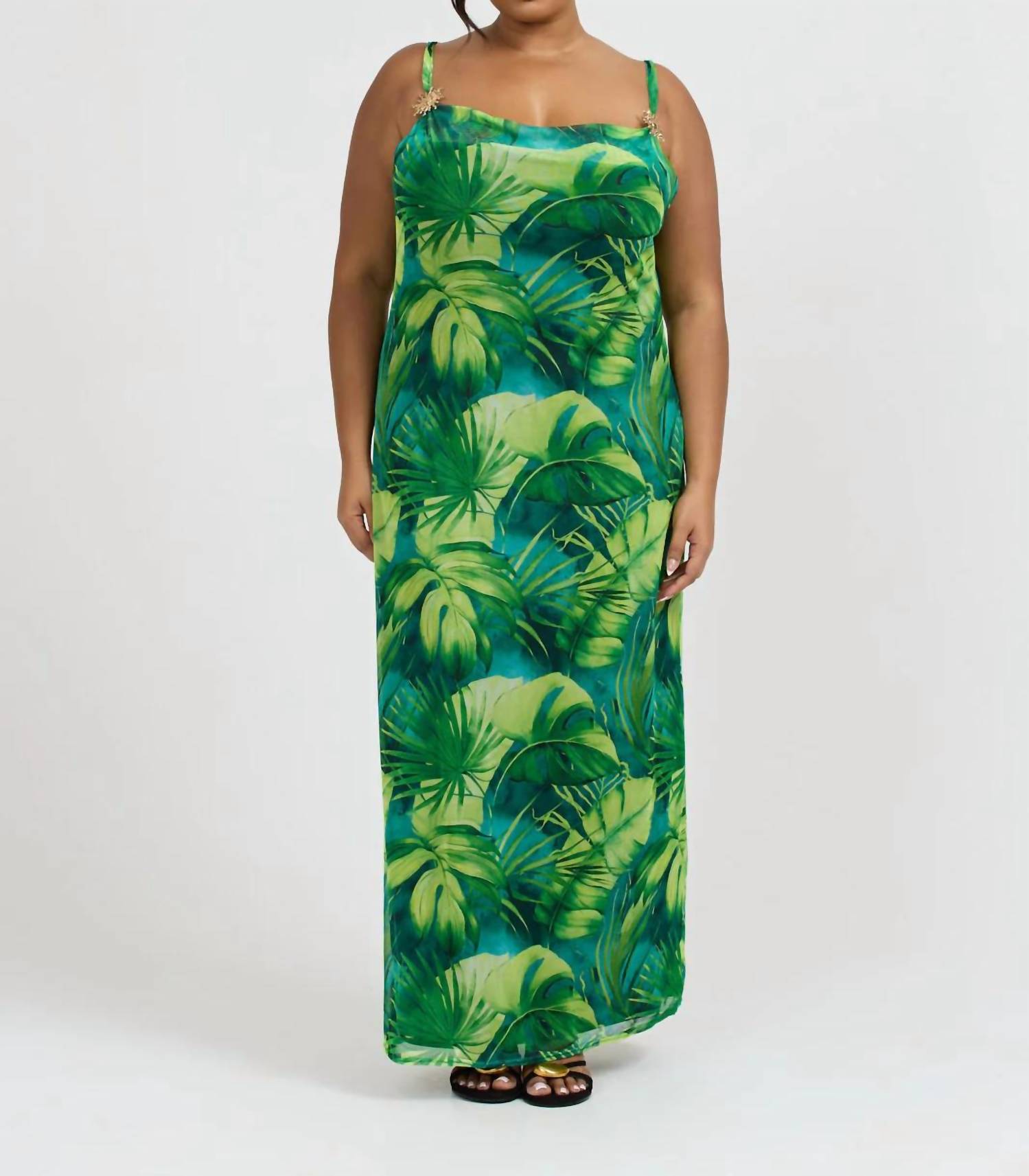 Fashion Szn Curve - Palm Print Maxi Dress - Plus