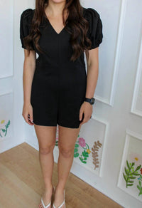 Ee:Some - Mariah V-neck Puff Sleeve Romper