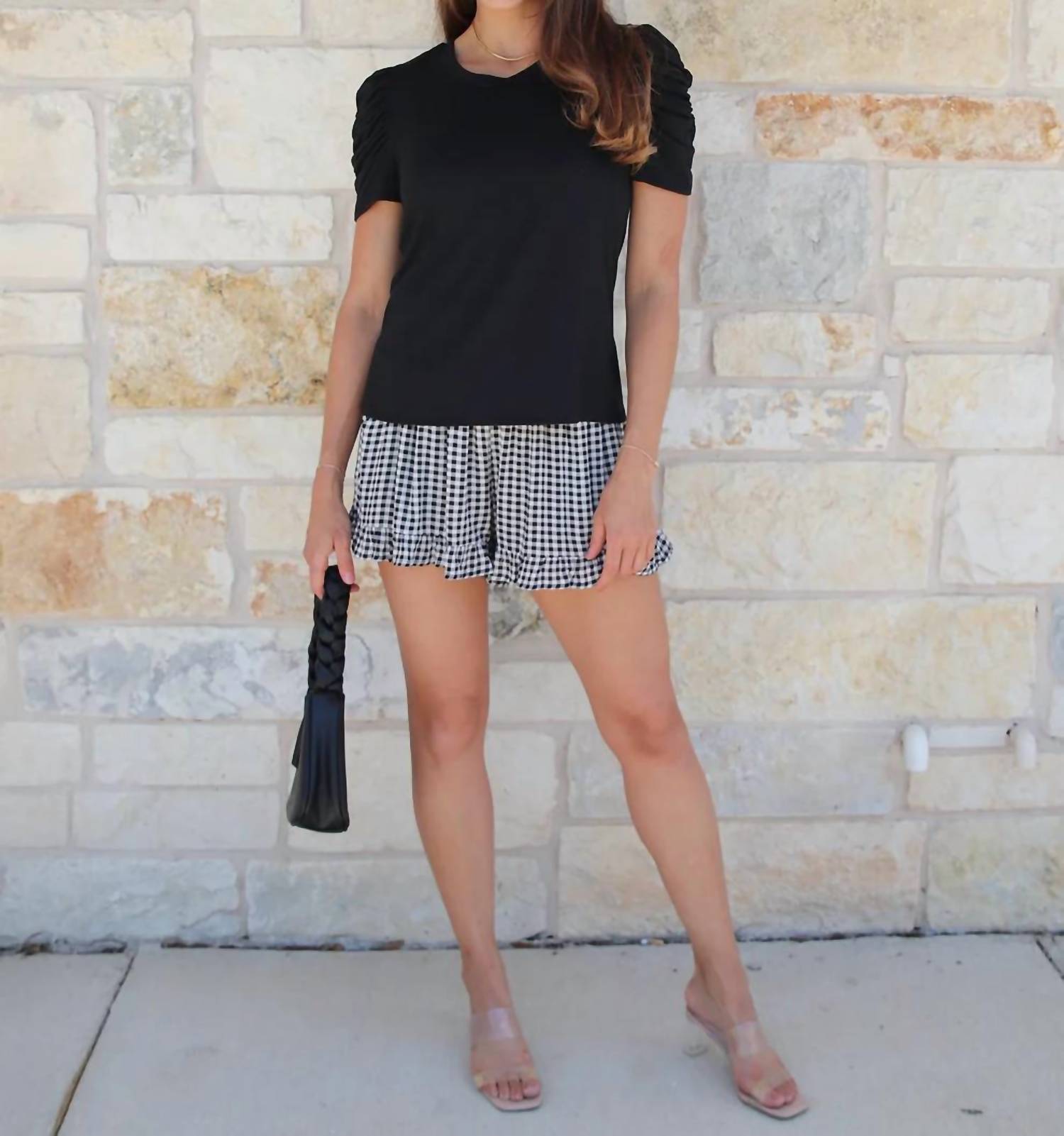 Grace and Lace Women's Ruched Top in black - women's t-shirt - alternate view