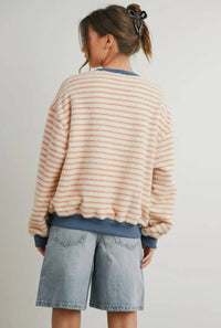 Buttermelon - Striped Oversized Crewneck Long Sleeve Sweater