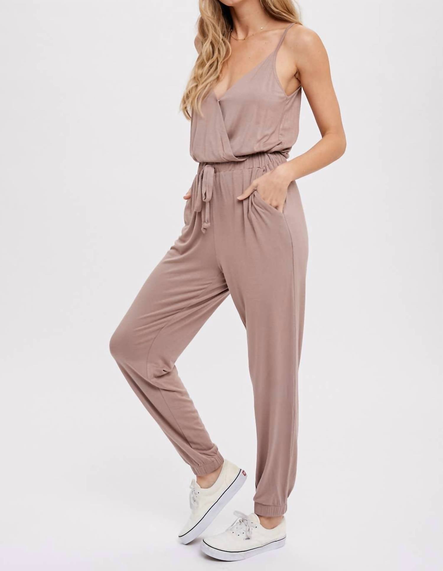 Bluivy - Surplice Casual Jersey Jumpsuit