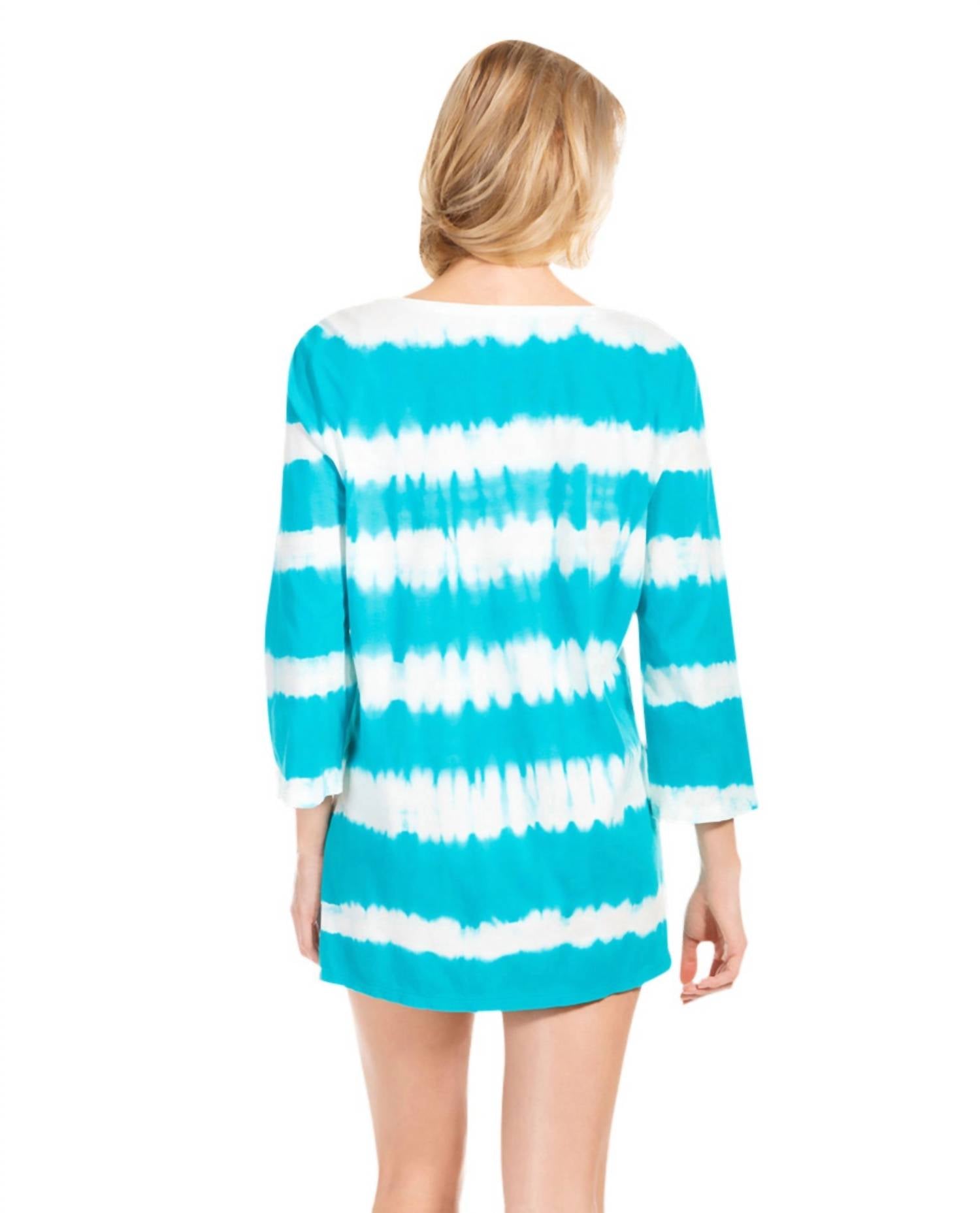 Eco Swim - Tie Dye Stripe 3/4 Sleeve Tunic Coverup