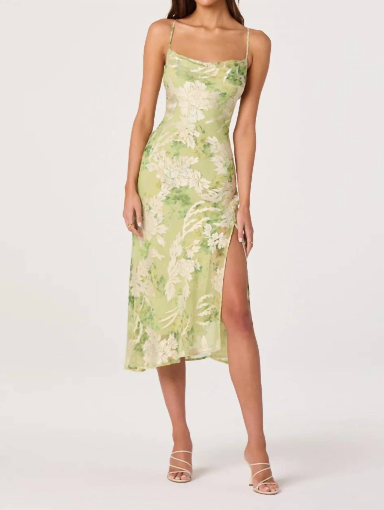 Astr - Gaia Burnout Velvet Cowl Midi Dress