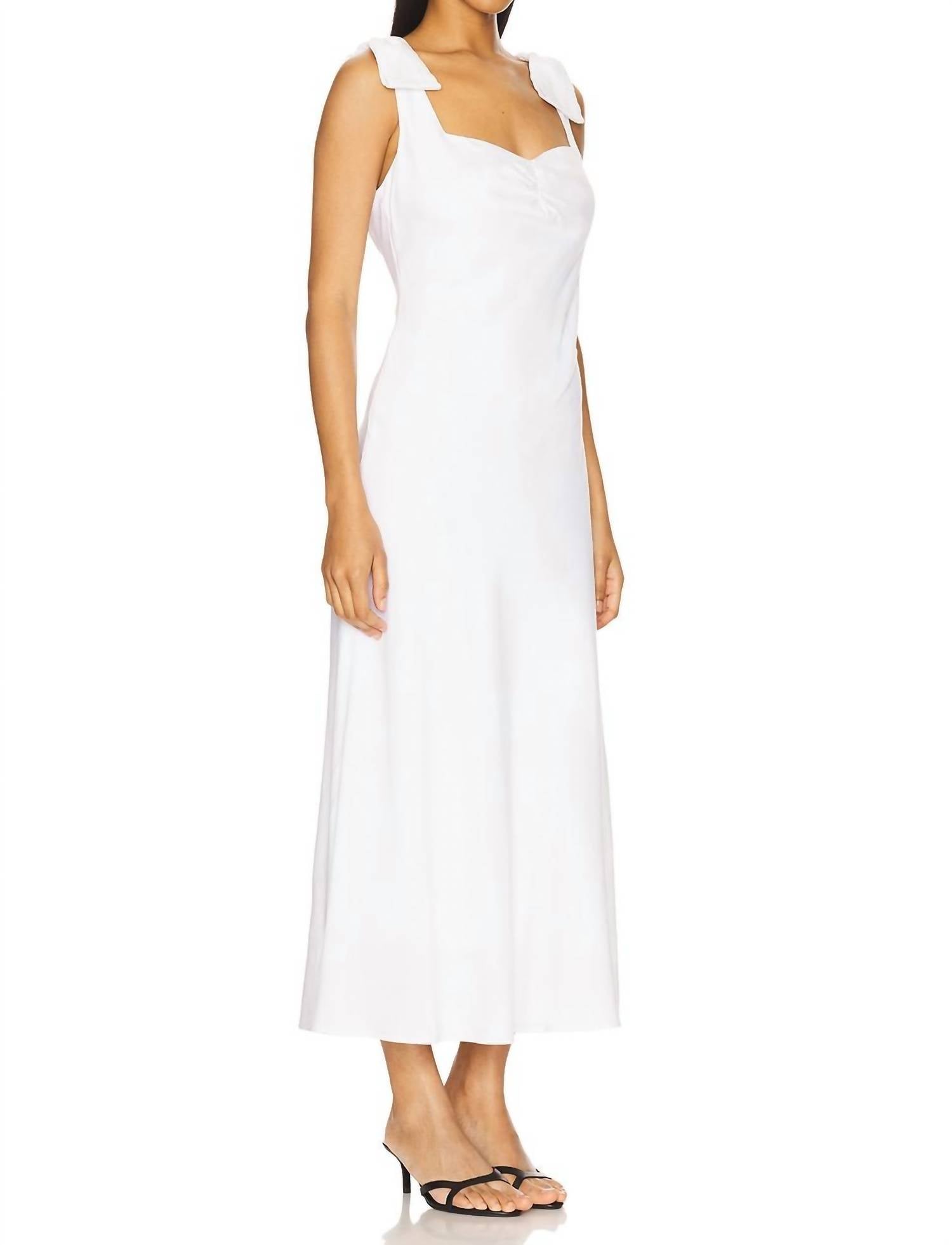 ASTR Kateleya Bow Detail Midi Dress in white - women's dress - alternate view