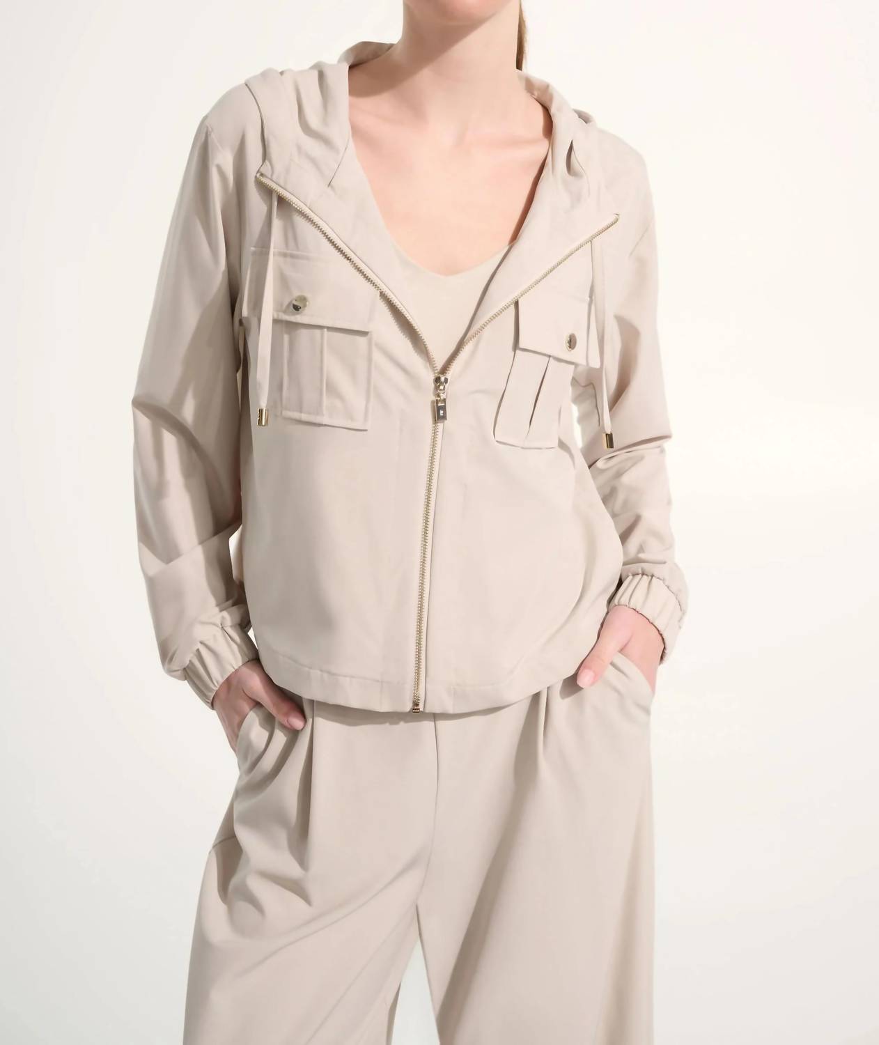 Joseph Ribkoff - Hooded Zip Up Boxy Utility Jacket