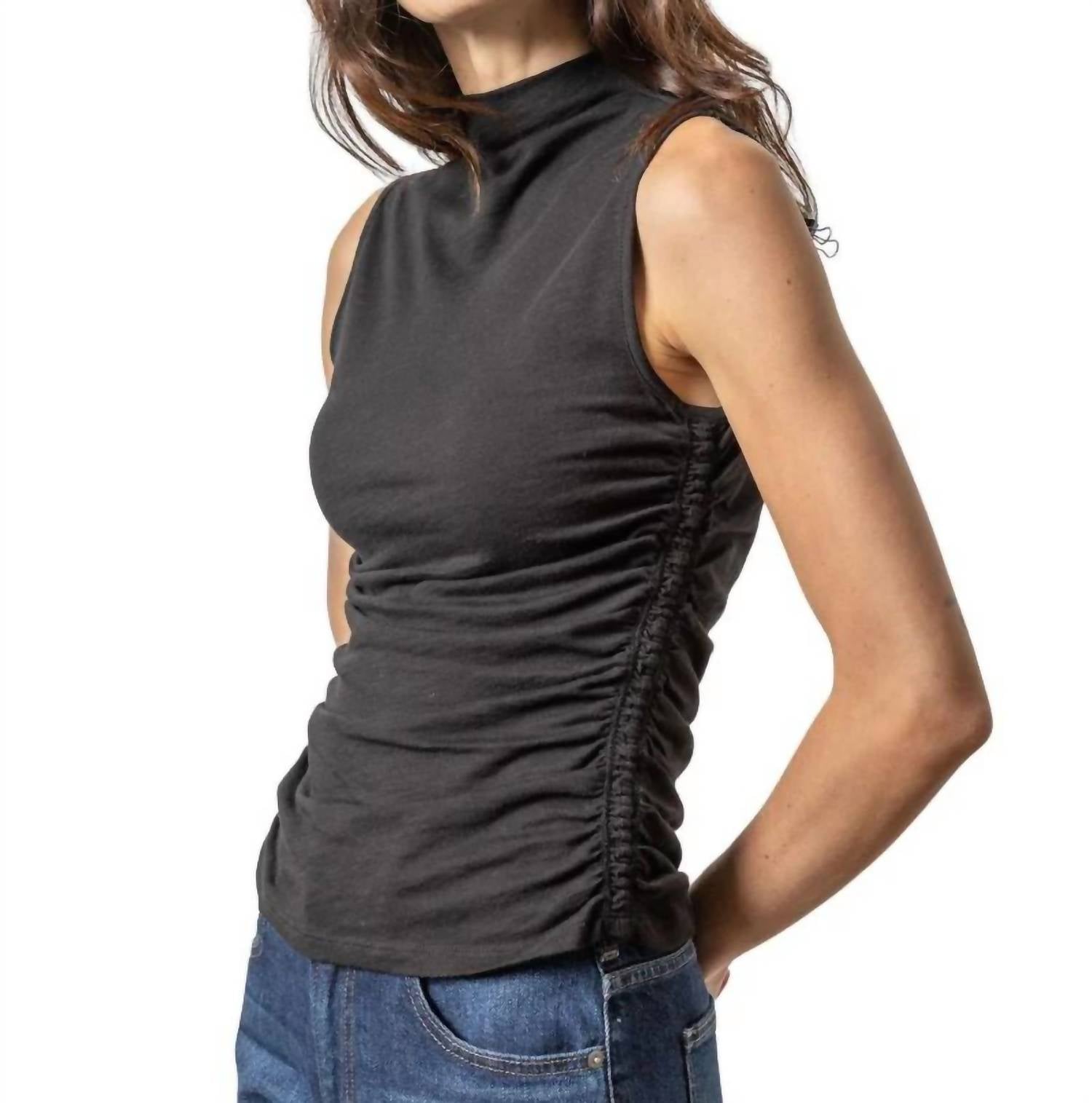Lilla P - Shirred Mock Neck Tank Top