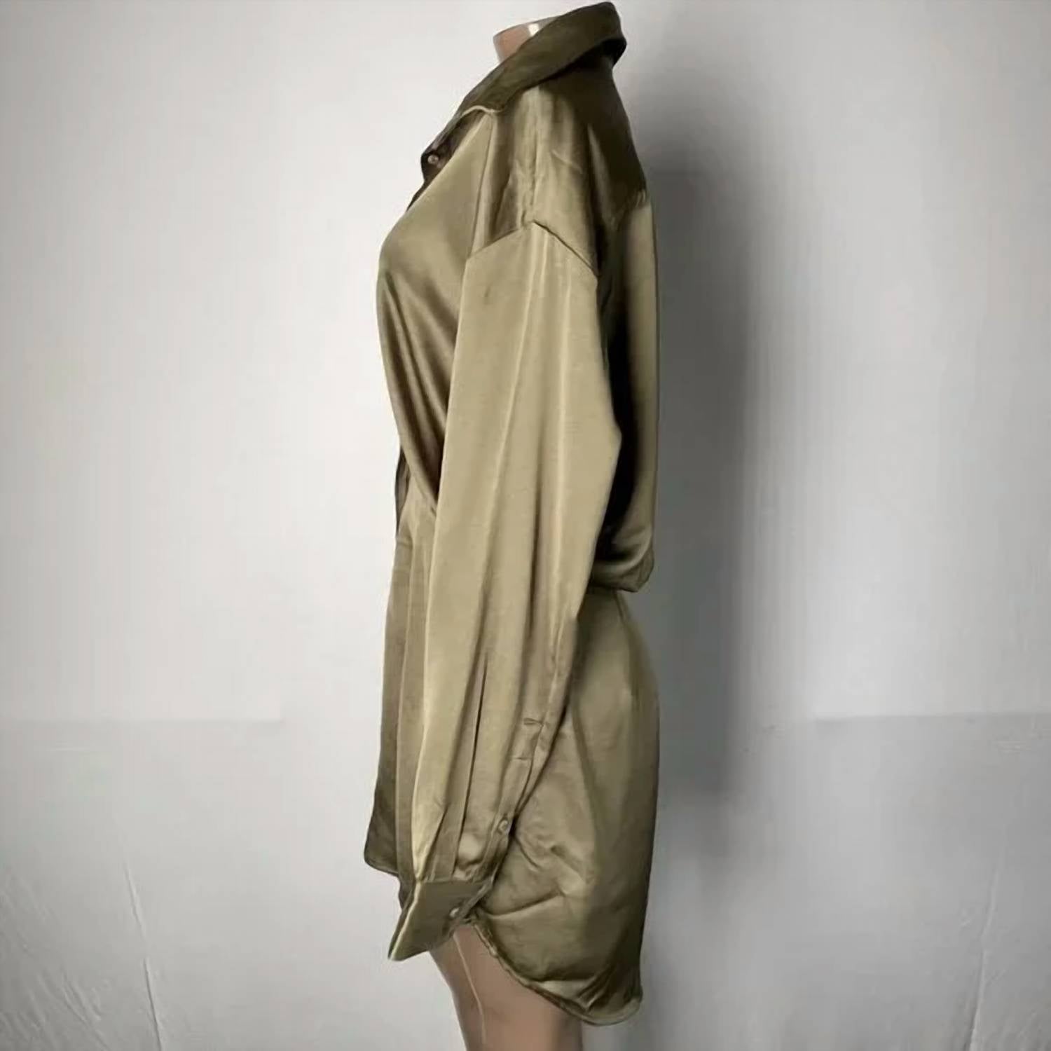 JBQ Women's Collared Shirt Mini Dress in green - women's dress - view 4