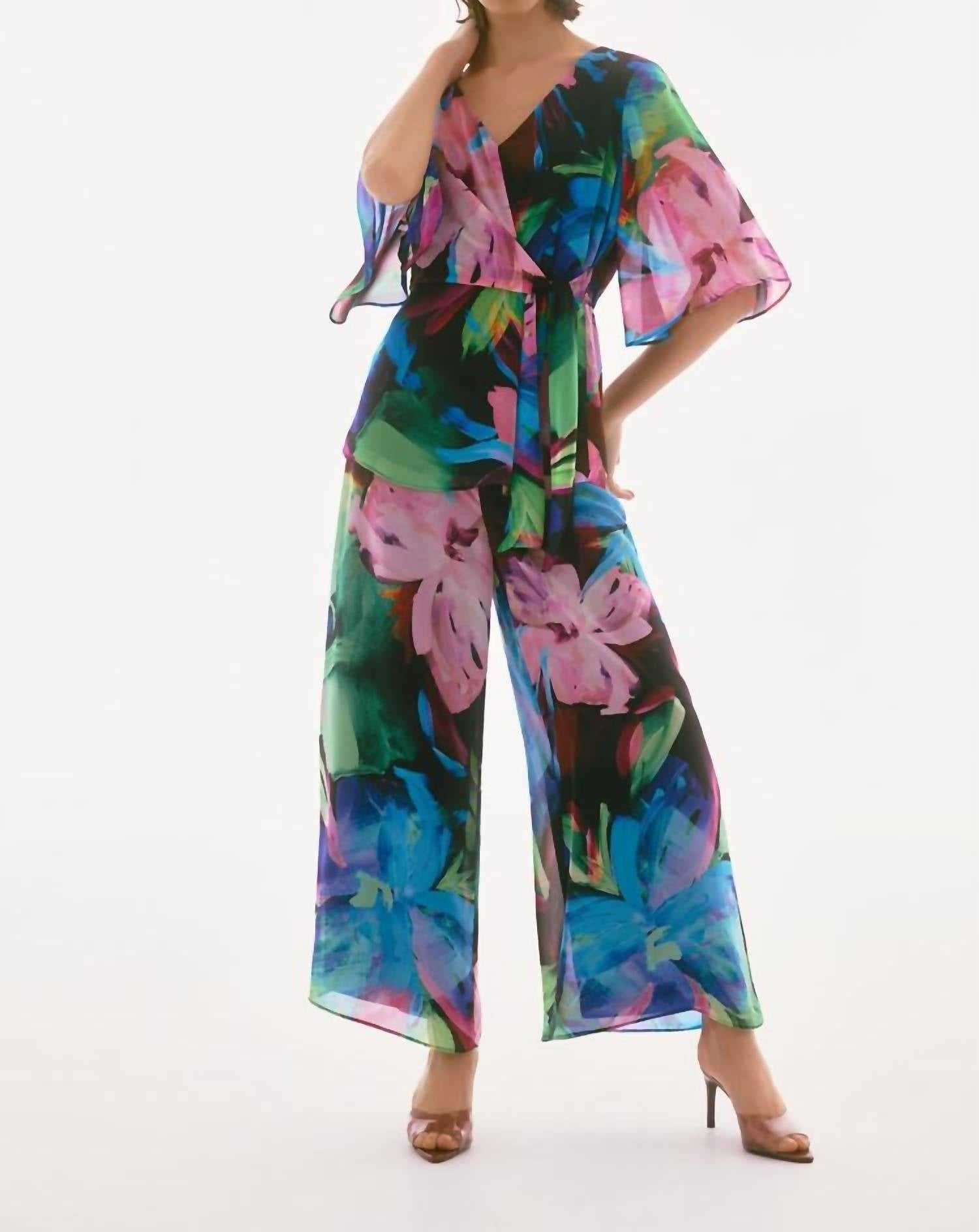 Joseph Ribkoff - Chiffon Floral Print Peplum Top