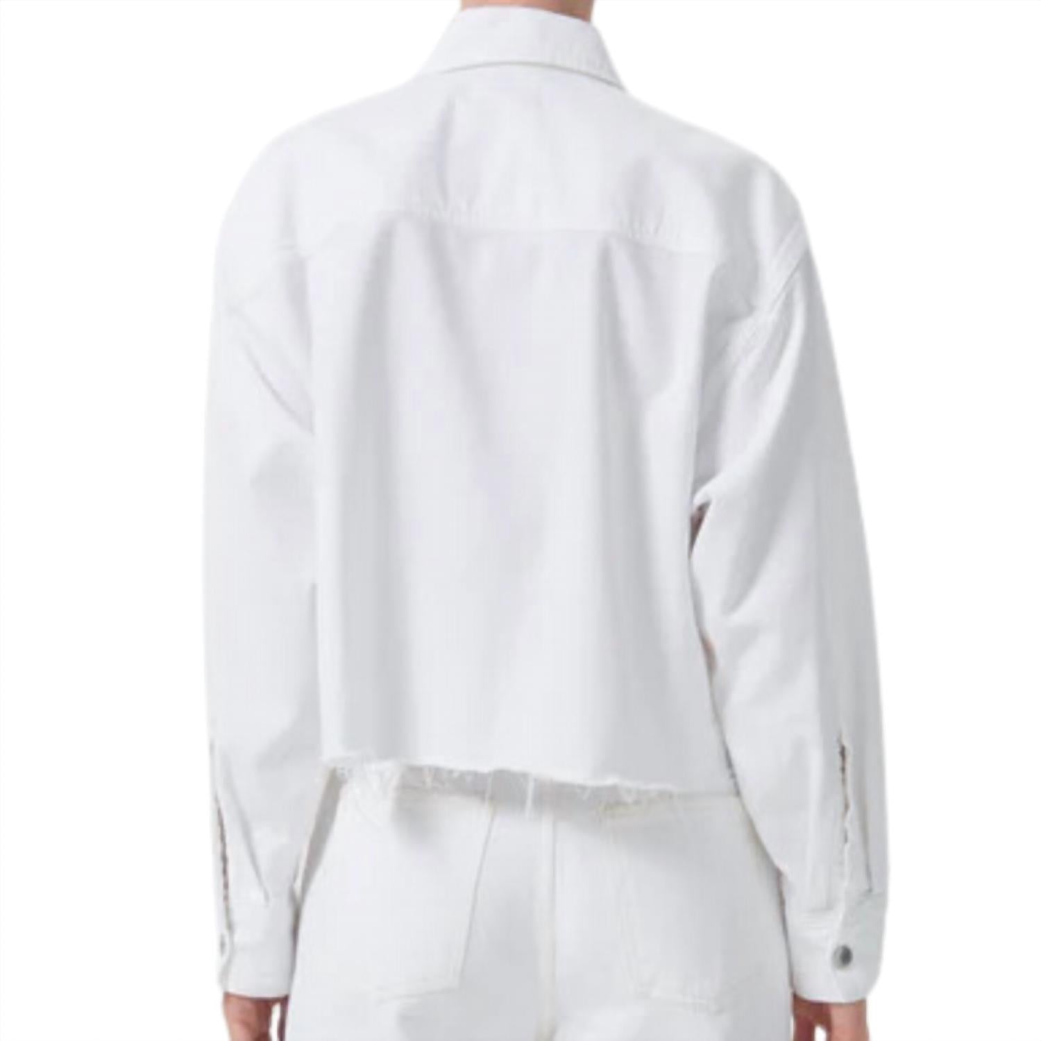 AGOLDE Women's Nyx Denim Shirt in flour - women's shirt - detail view