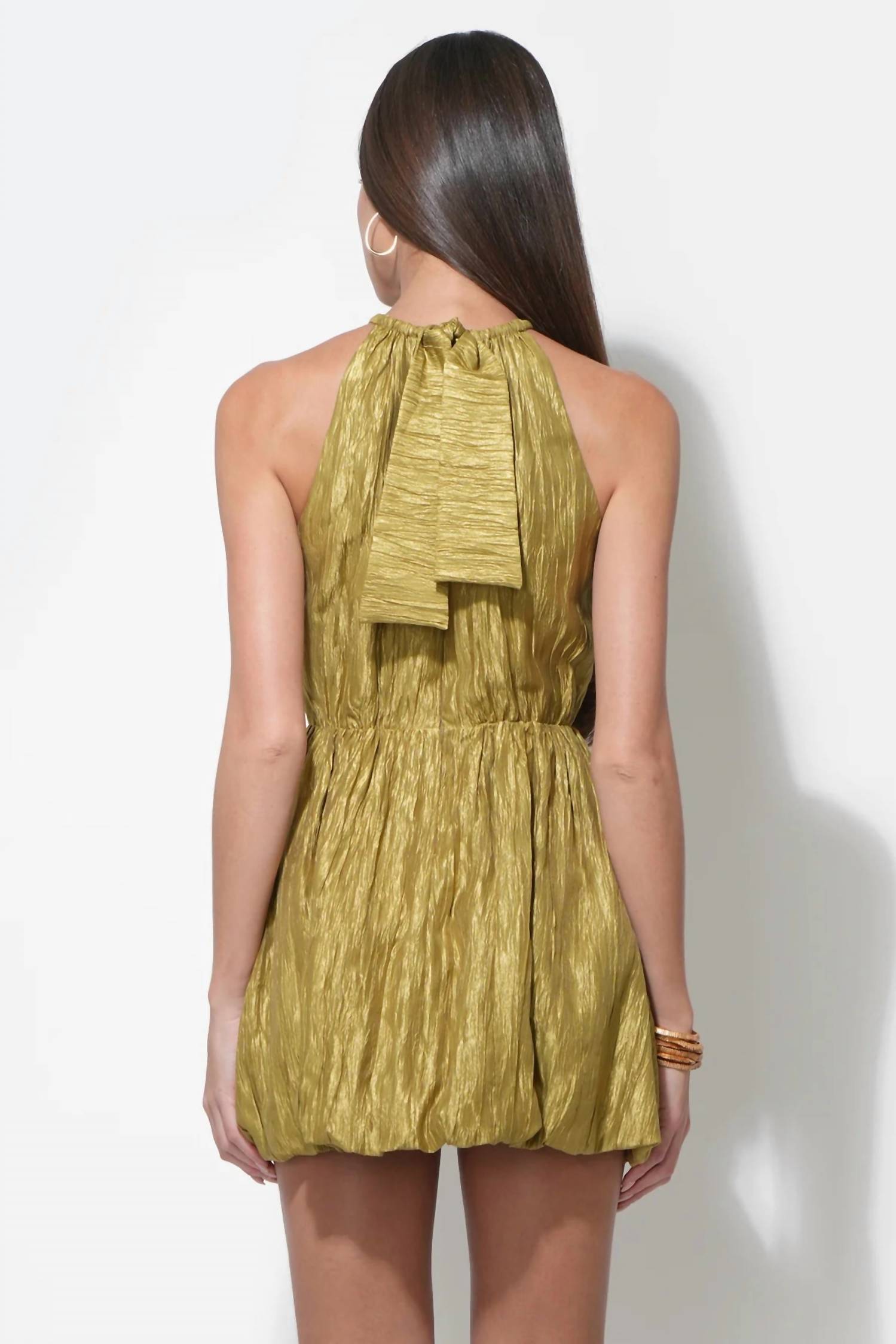 adelyn rae Shelley Bubble Satin Mini Dress in gold - women's dress - view 5