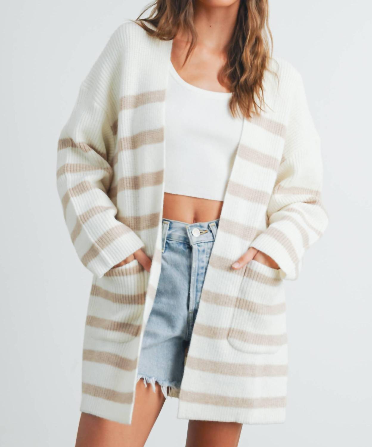 Buttermelon - Knitted Stripe Maxi Cardigan