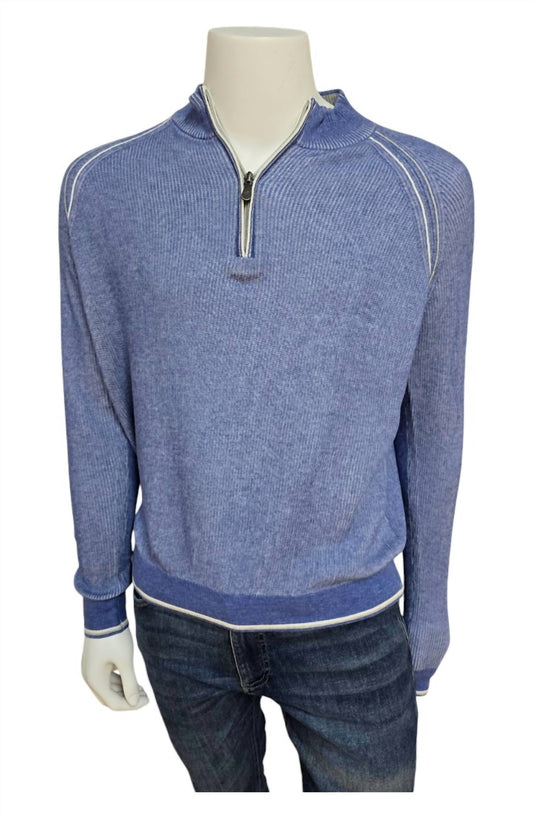 Raffi - Long Sleeve English Rib Zip Mock Sweater