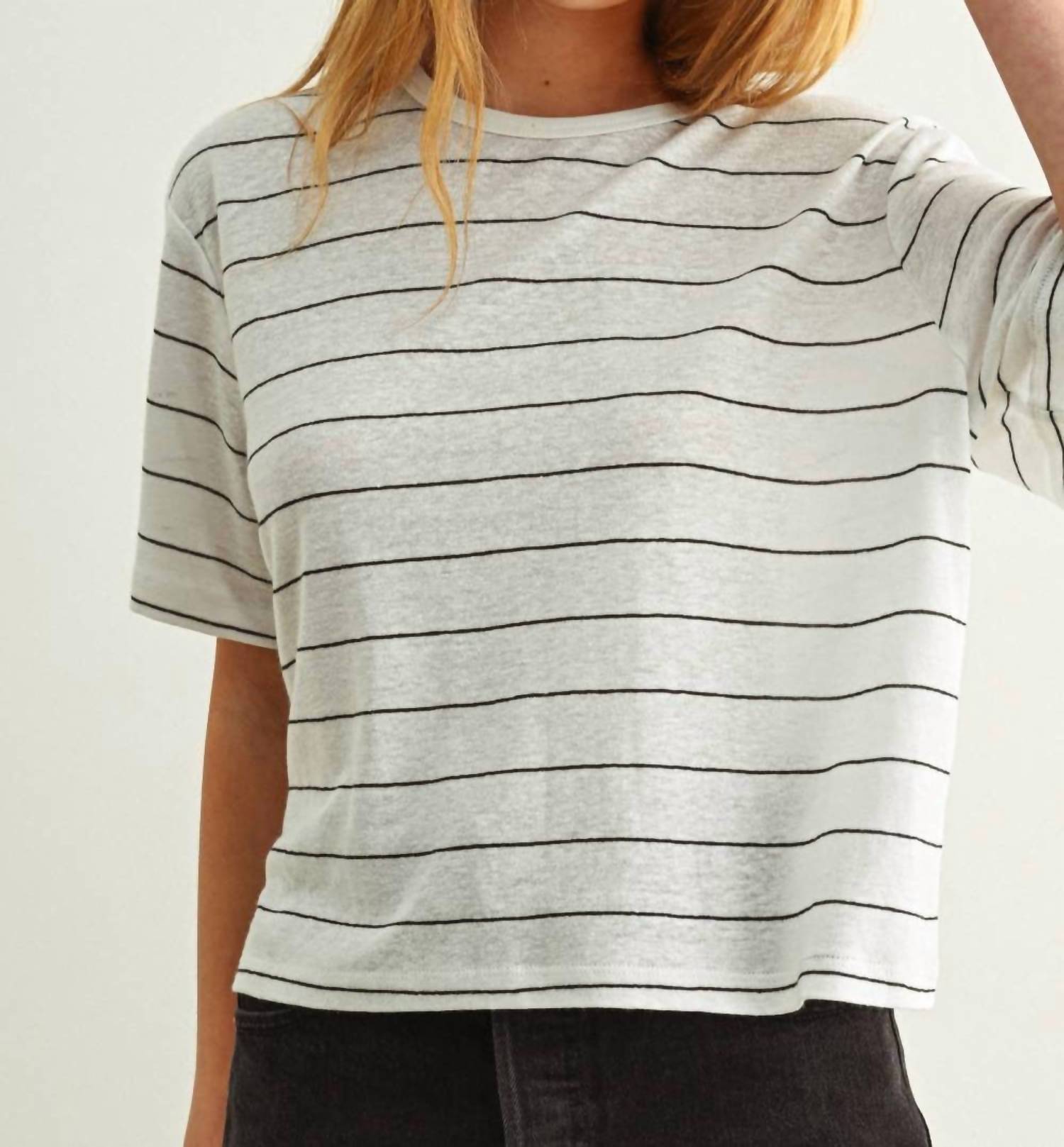 Miou Muse - Stripe Cotton Linen Top