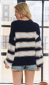 Adora - Striped Fuzzy Sweater