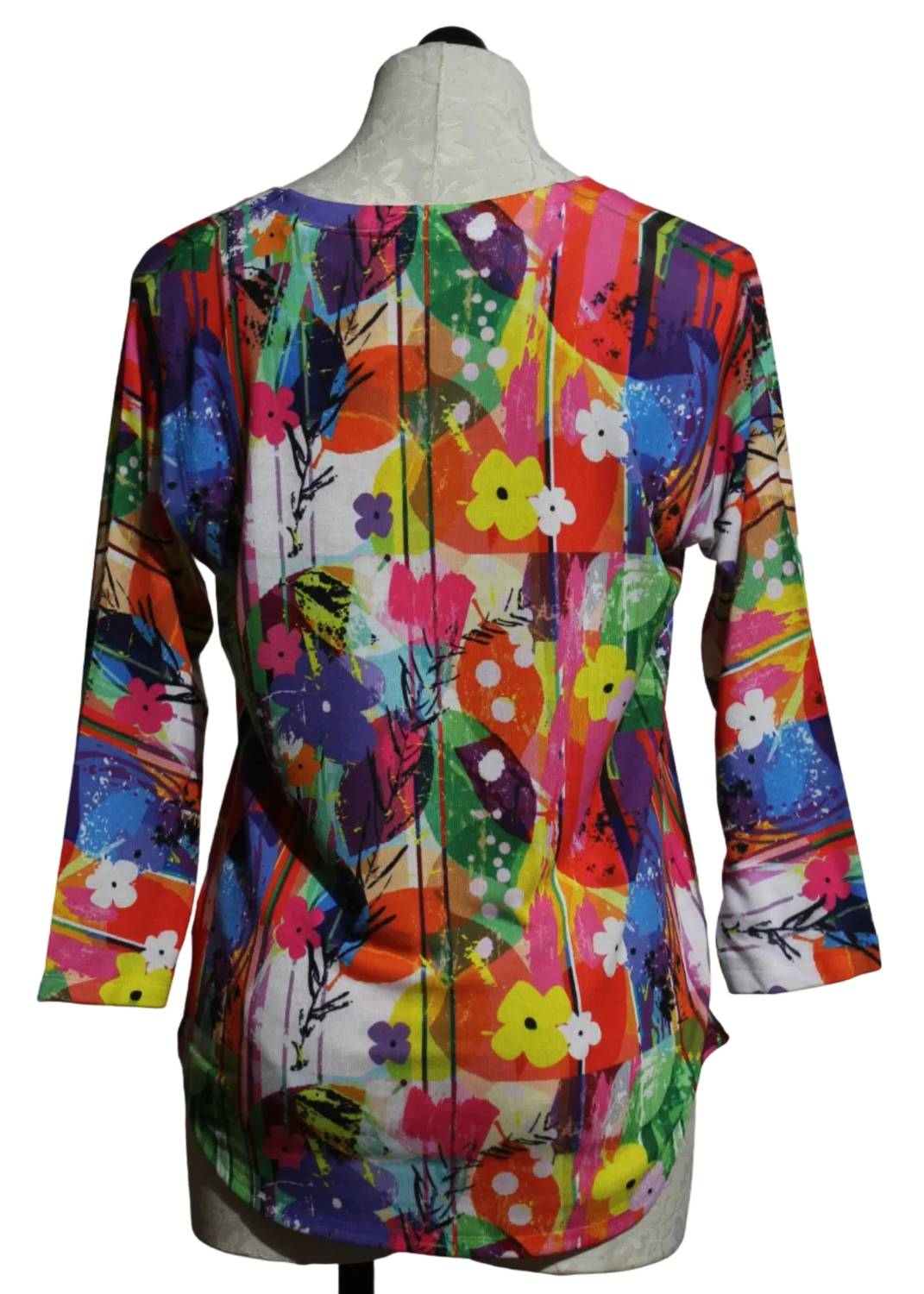 Nally & Millie - Women's Striped Floral V Neck Top
