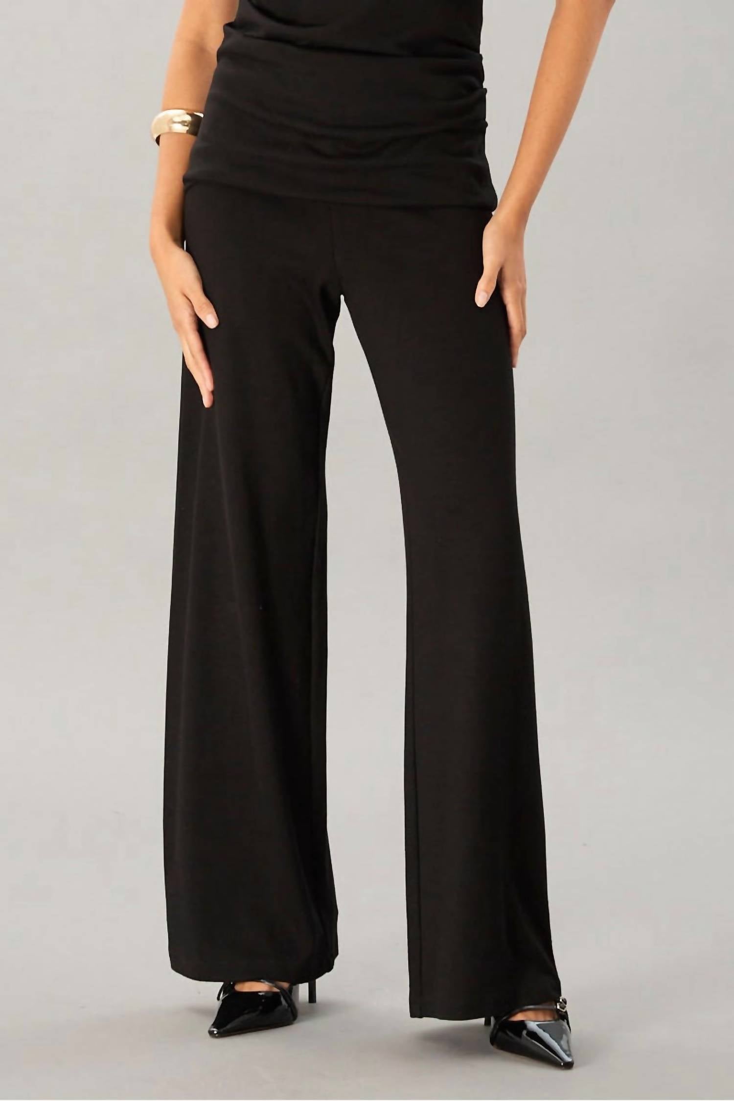 Lola & Sophie Luxe Ponte Pull On Pants in black - women's pants - detail view