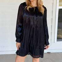 Entro - Metallic Pleated Relaxed A Line Mini Dress