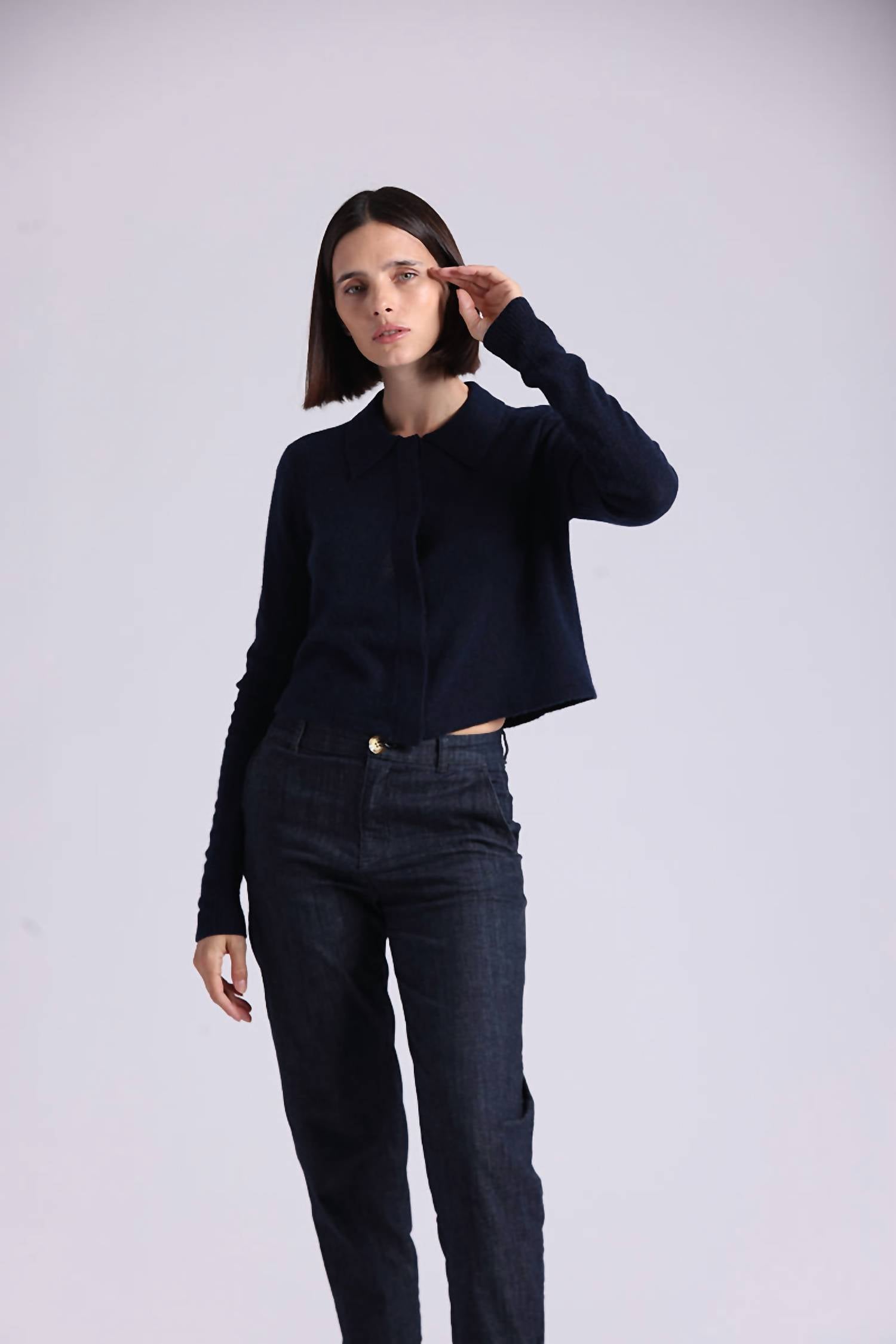 Minnie Rose - Southern Cashmere Collared Cardigan