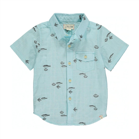 Me & Henry - Boy's Vintage Fish Print Short Sleeved Boys Shirt