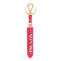 Prada - Women's Peony Saffiano Leather Clip Keychain With Logo Lettering