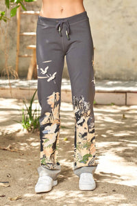 Paparazzi - Stretch French Terry Crane Print Lounge Pant