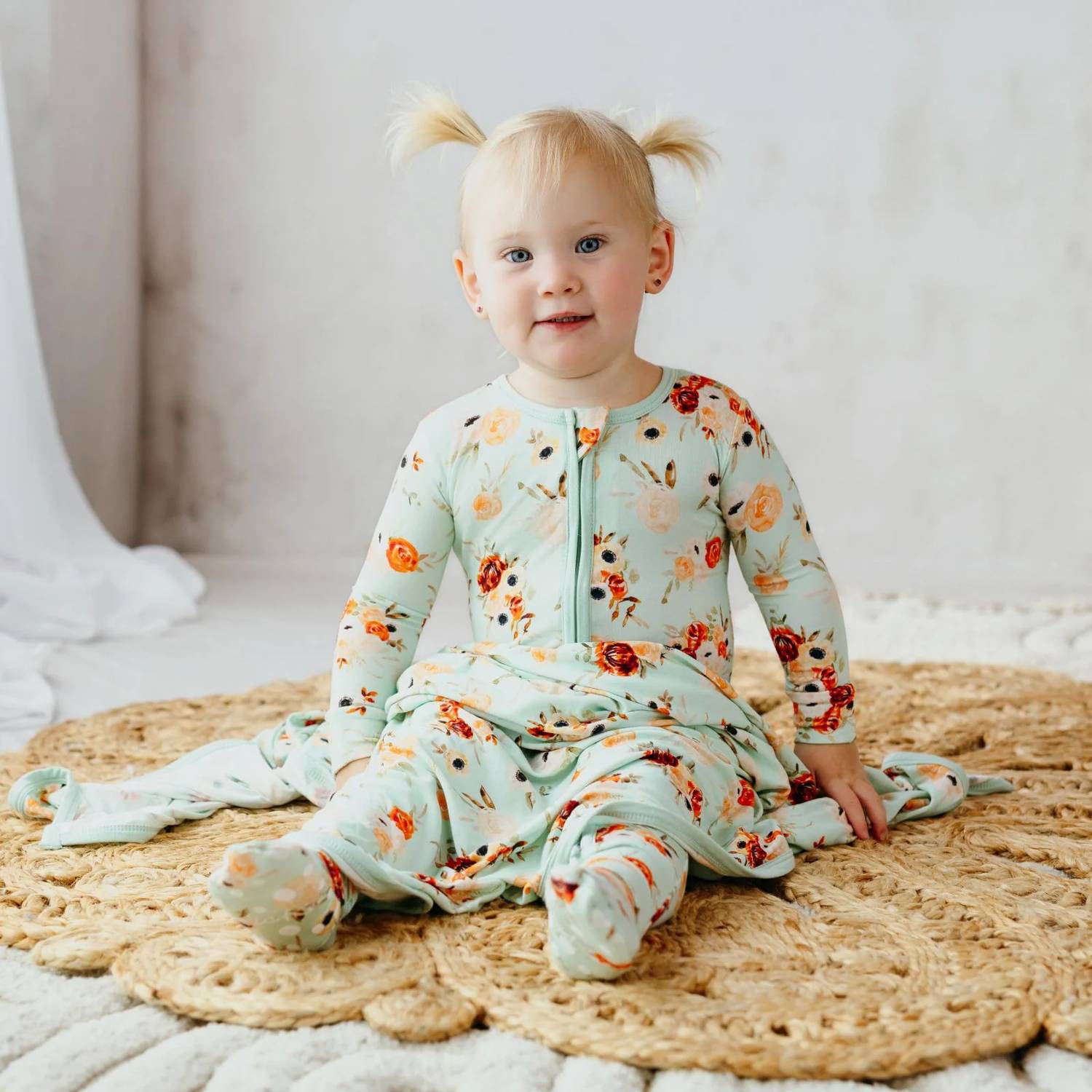 Kickee - Kid's Floral Zipper Footie