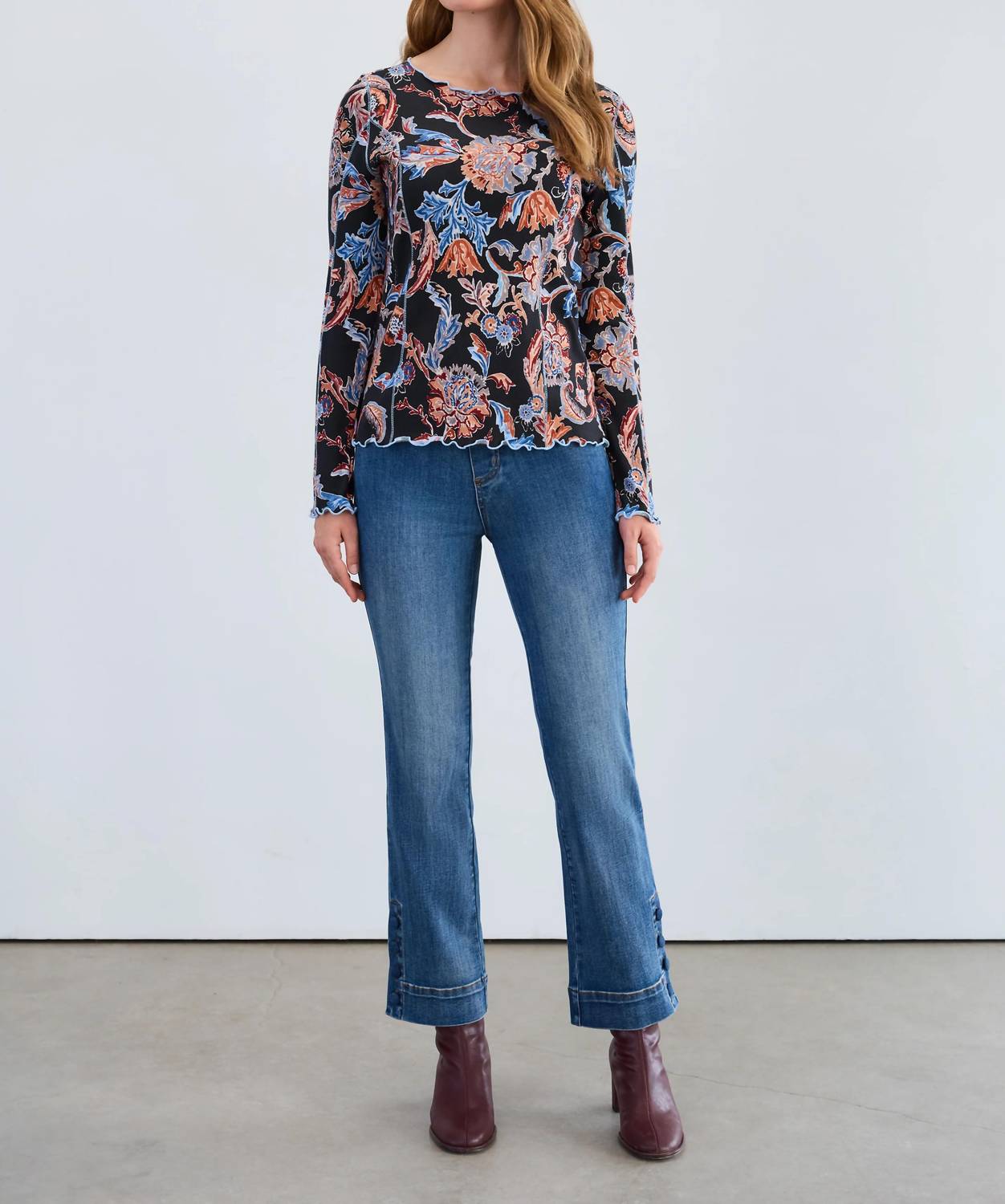 Fdj - Ribbed Paisley Boatneck Tee